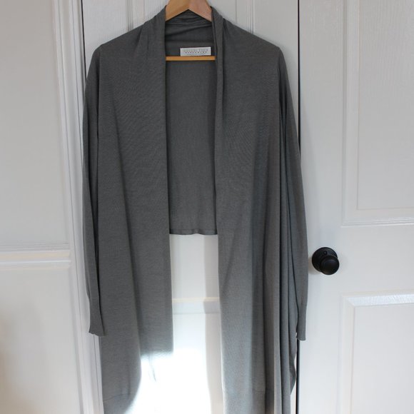 Long Open Front Grey Cardigan - Picture 1 of 4